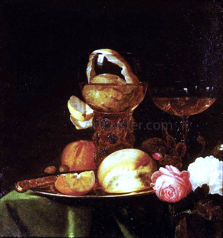 Simon Luttichuijs Still-Life with Fruit and Roses - Hand Painted Oil Painting