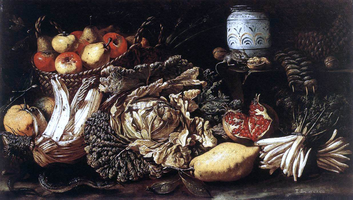 Tommaso Salini Still-life with Fruit, Vegetables and Animals - Hand Painted Oil Painting