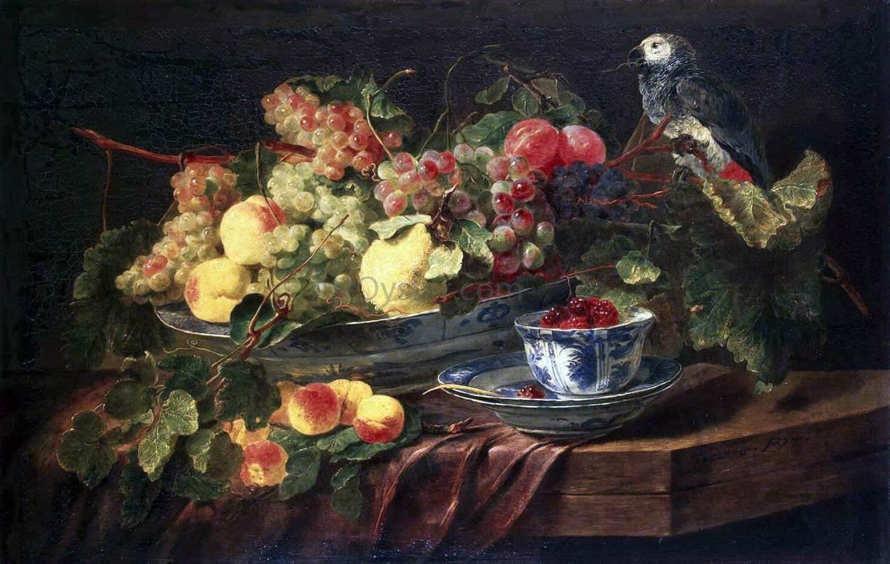 Jan Fyt Still-life with Fruits and Parrot - Hand Painted Oil Painting