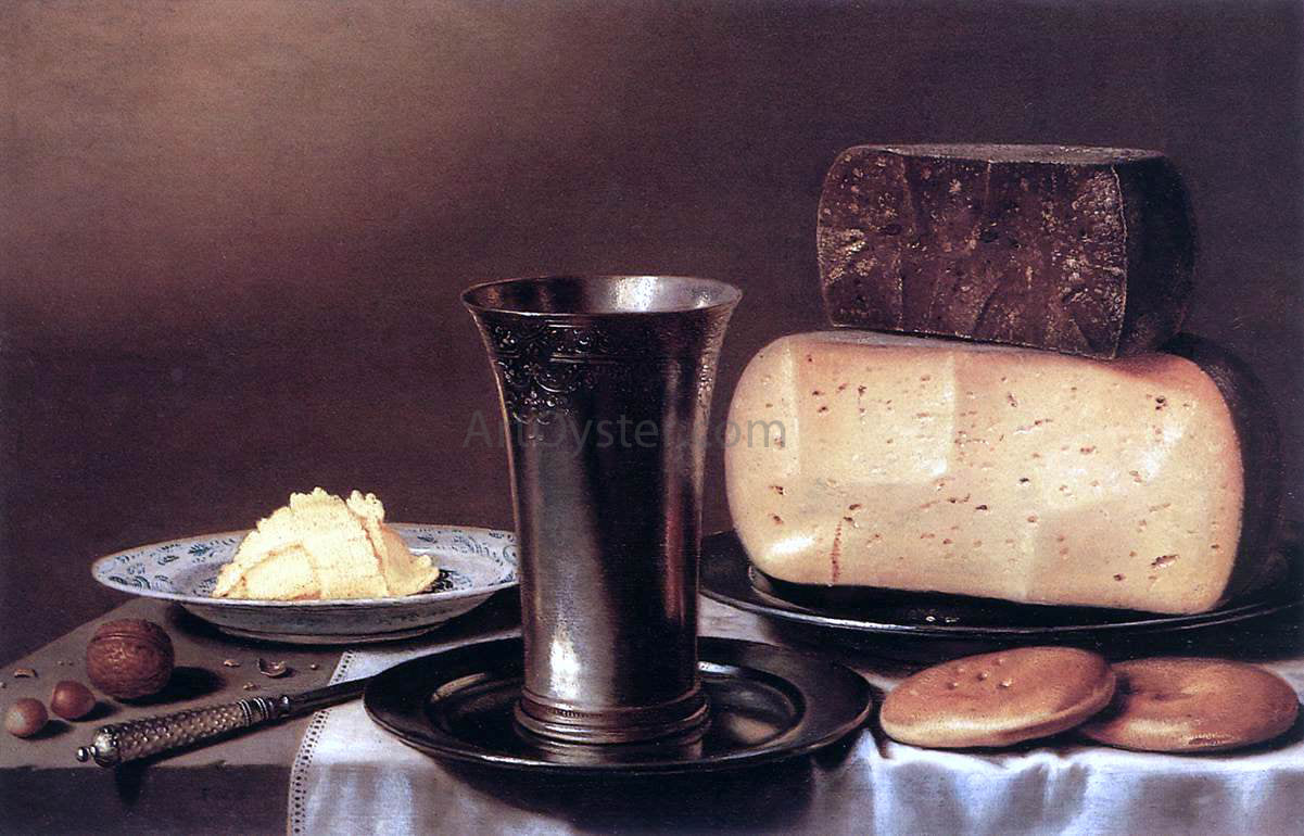 Floris Gerritsz Van Schooten Still-Life with Glass, Cheese, Butter and Cake - Hand Painted Oil Painting