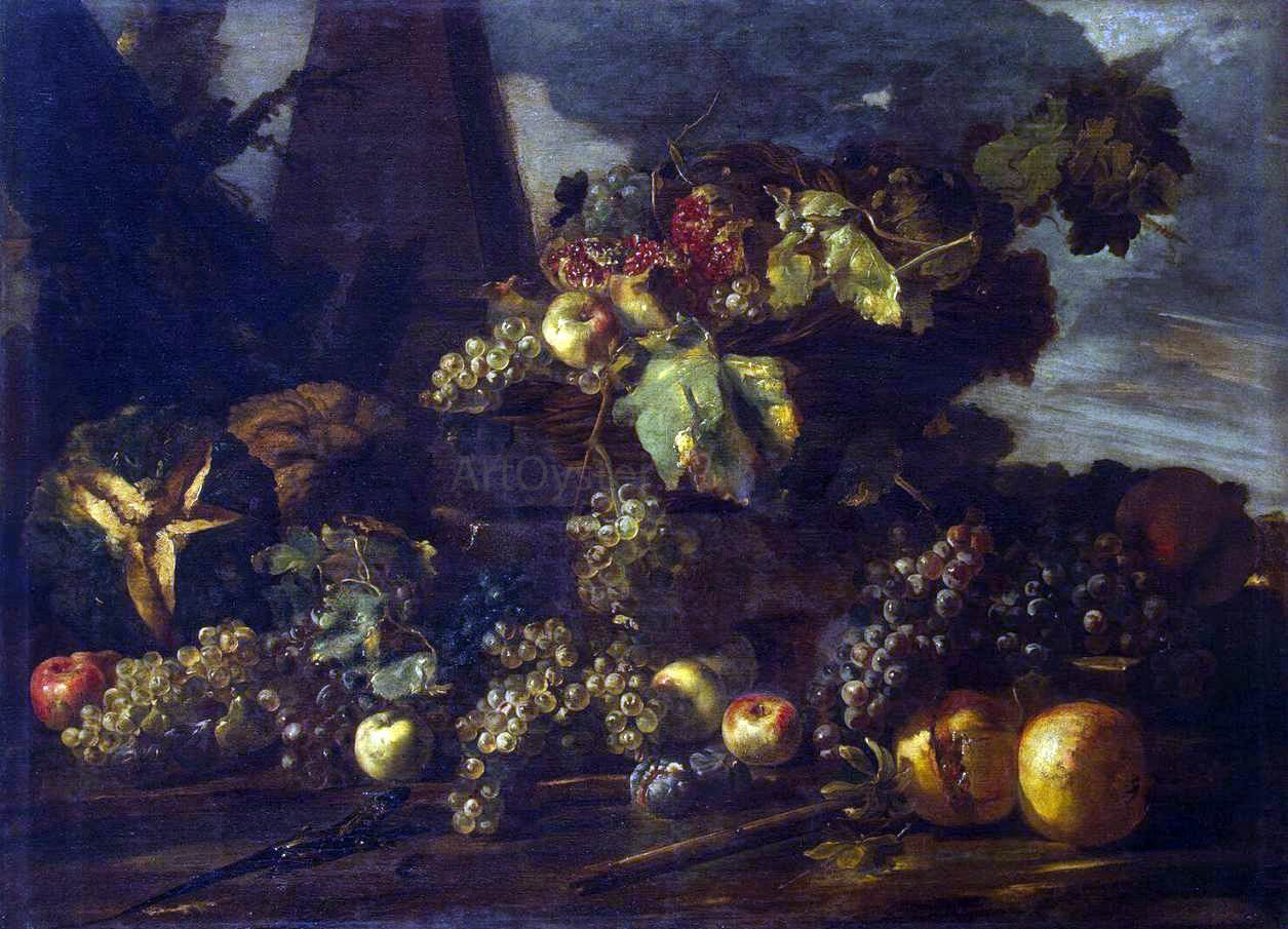 Michele Pace Del Campidoglio Still-Life with Grapes - Hand Painted Oil Painting