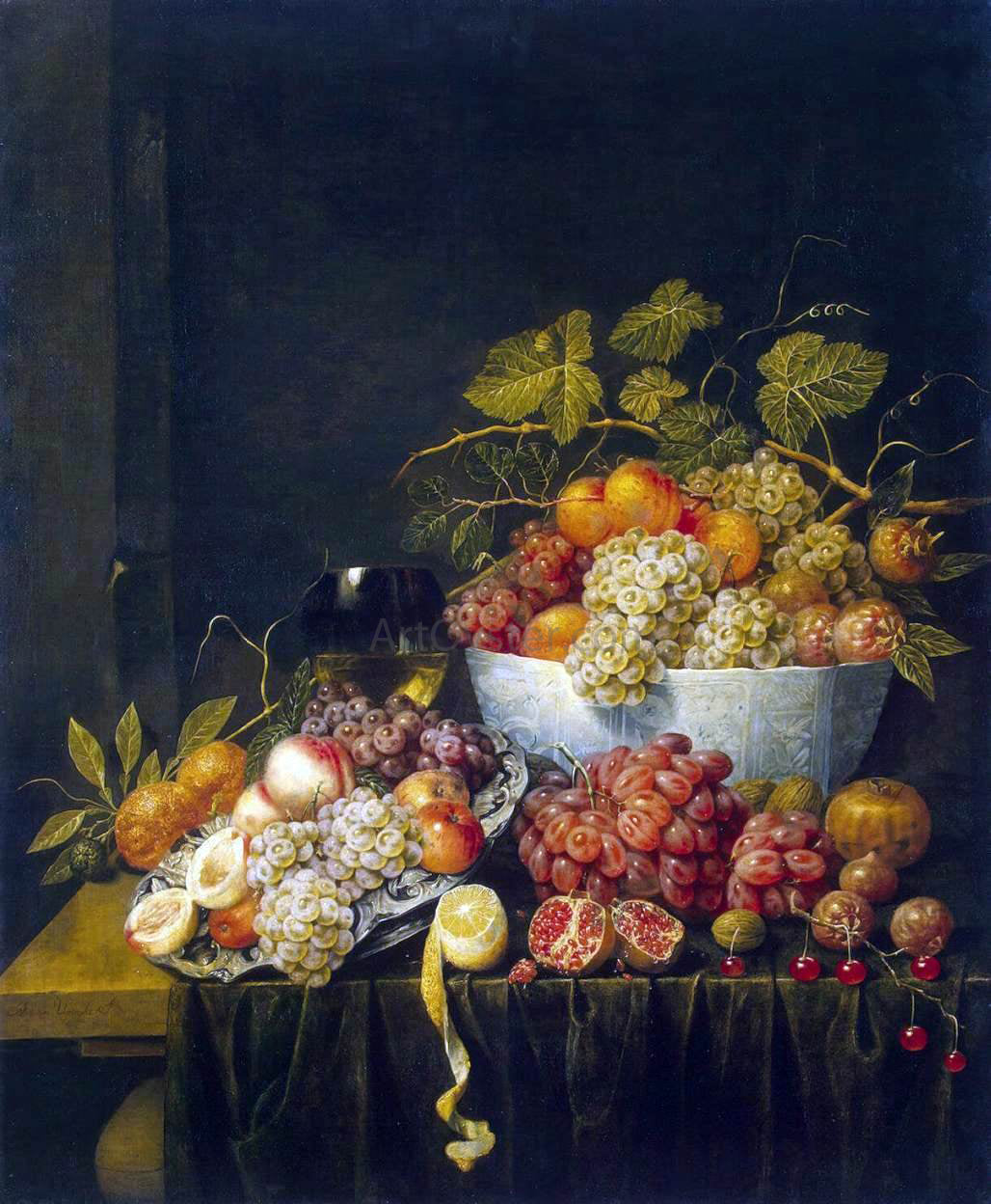 Adriaen Van Utrecht Still-Life with Grapes - Hand Painted Oil Painting