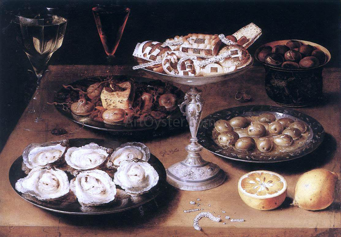 Osias Beert Still-Life with Oysters and Pastries - Hand Painted Oil Painting