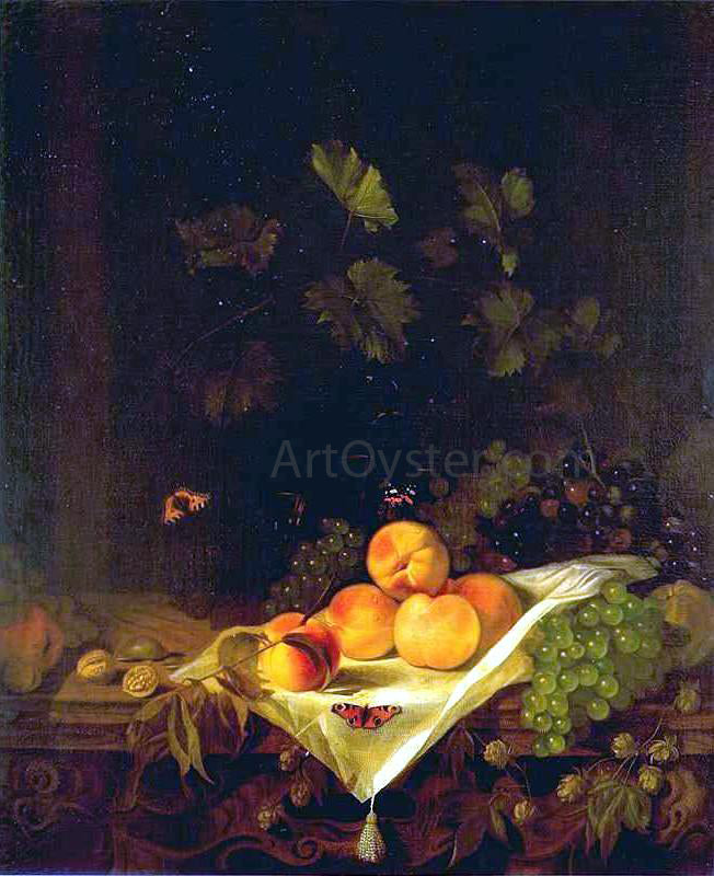 Abraham Van Calraet Still-life with Peaches and Grapes - Hand Painted Oil Painting
