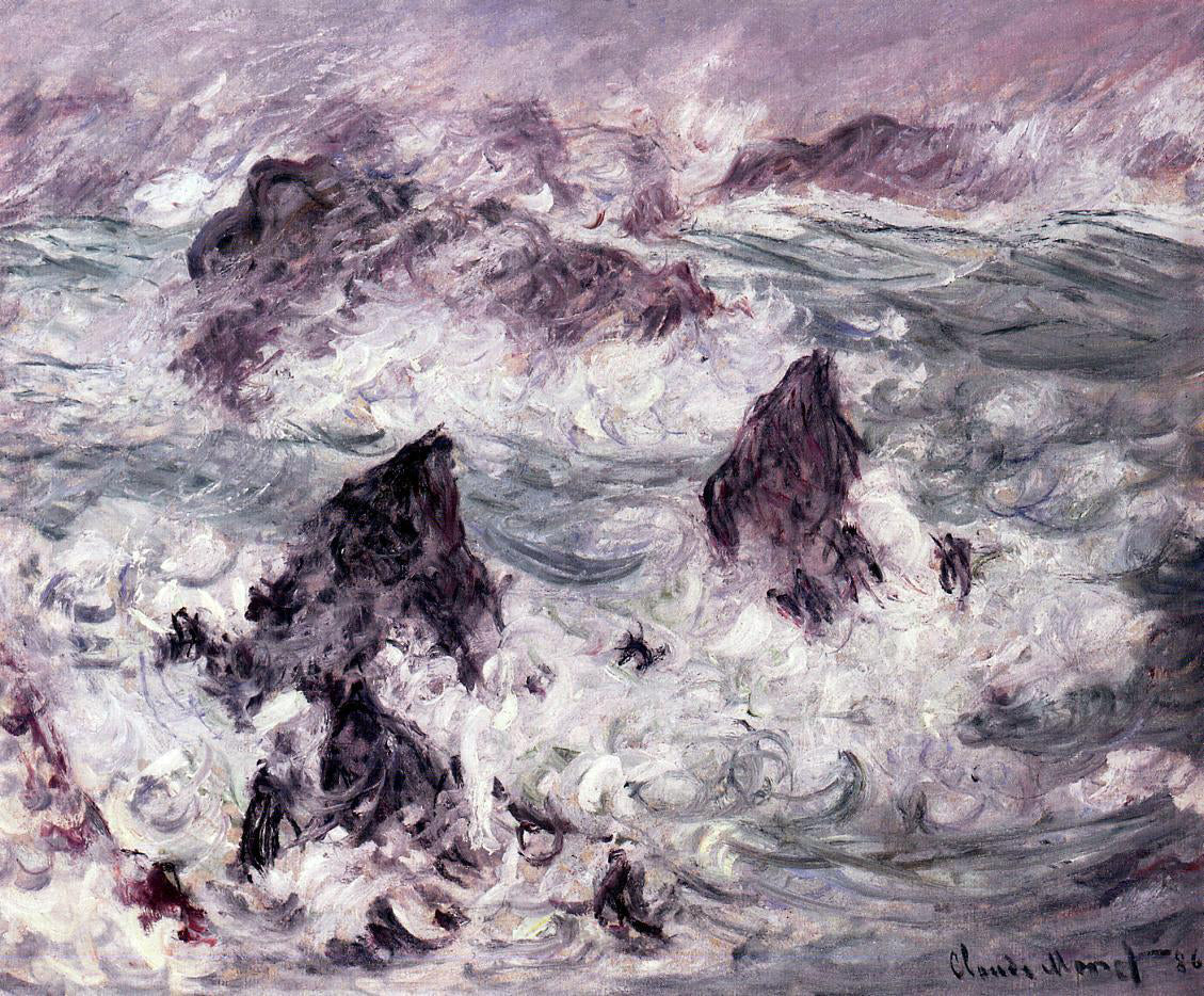 Claude Oscar Monet Storm at Belle-Ile - Hand Painted Oil Painting
