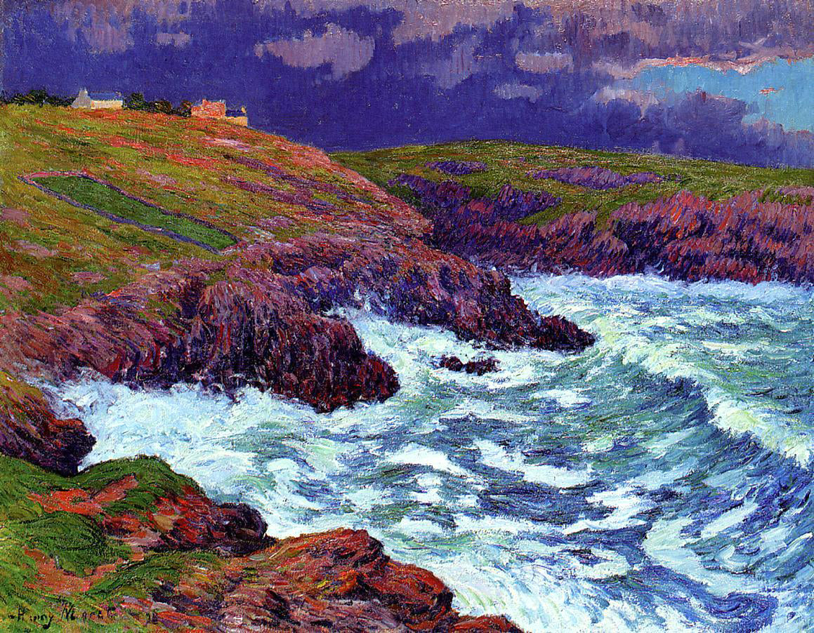 Henri Moret Storm, the Coast of Finestere - Hand Painted Oil Painting