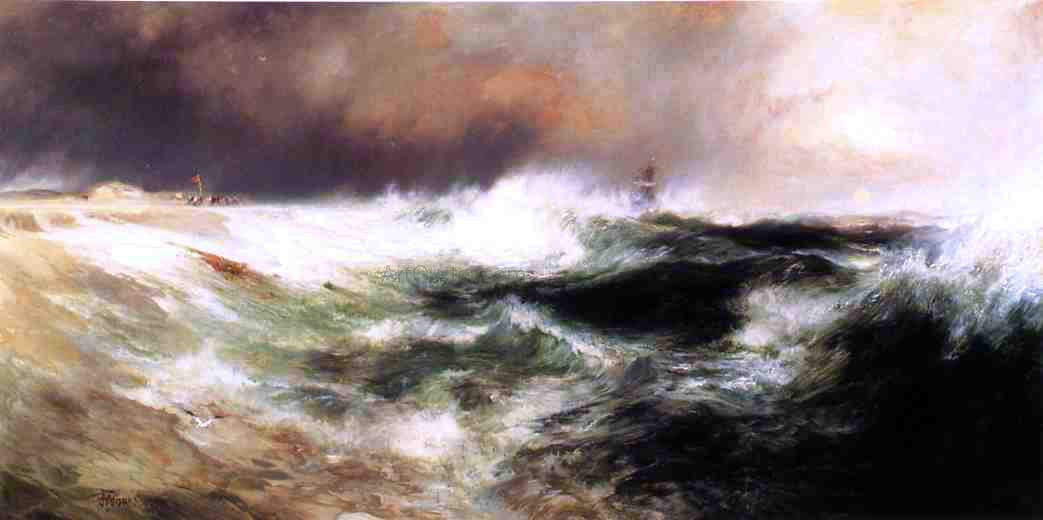 Thomas Moran Stranded Ship on East Hampton Beach - Hand Painted Oil Painting