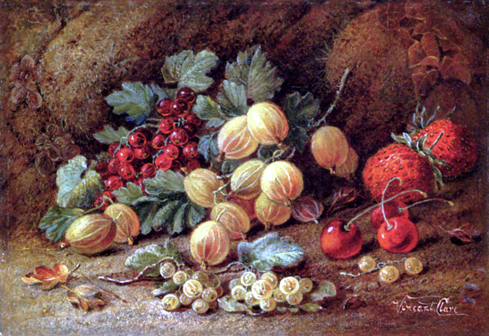 Vincent Clare Strawberries, Cherries, Gooseberries and Red and White Currants - Hand Painted Oil Painting