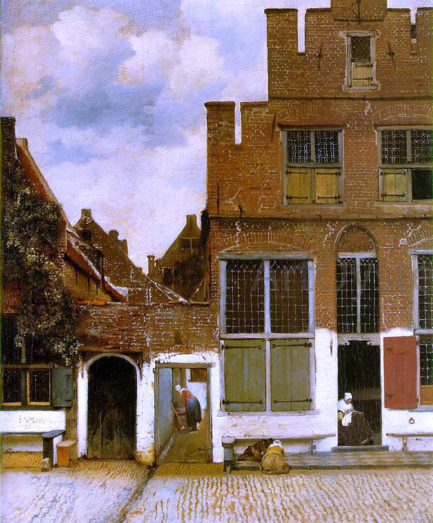 Johannes Vermeer Street in Delft - Hand Painted Oil Painting