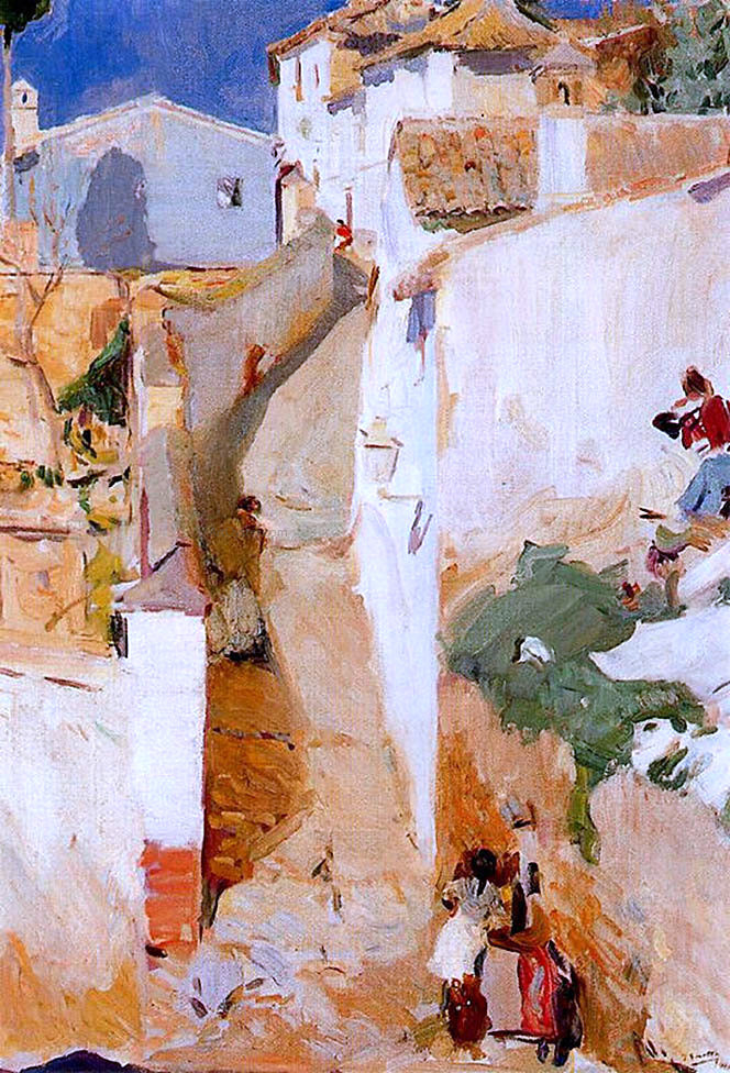 Joaquin Sorolla Y Bastida Street in Granada - Hand Painted Oil Painting