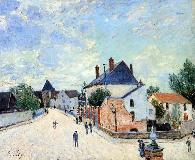Alfred Sisley A Street in Moret (Porte de Bourgogne from across the Bridge) - Hand Painted Oil Painting