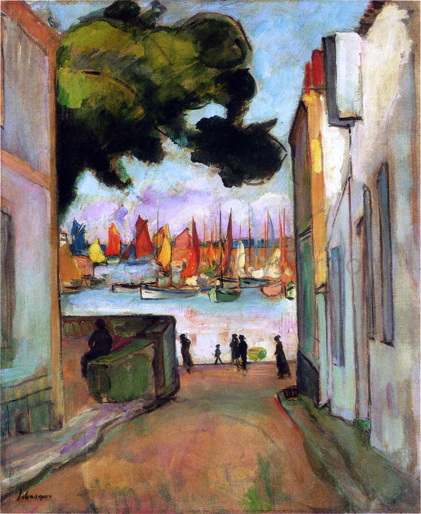 Henri Lebasque A Street in Port Collioure - Hand Painted Oil Painting
