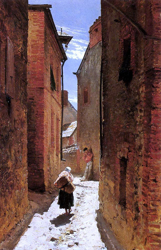 Alphonse De Neuville Street In The Old Town - Hand Painted Oil Painting