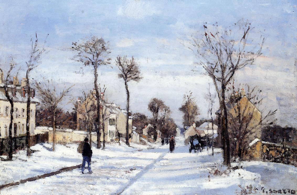 Camille Pissarro Street in the Snow, Louveciennes - Hand Painted Oil Painting