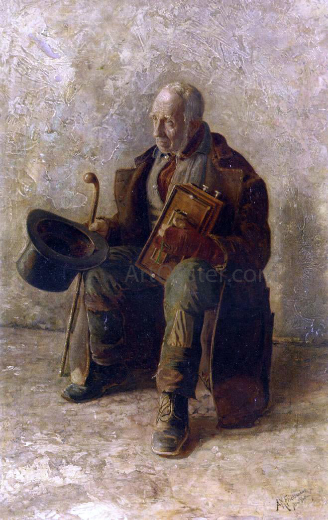 Augustus Maurice Friedlander Street Musician - Hand Painted Oil Painting