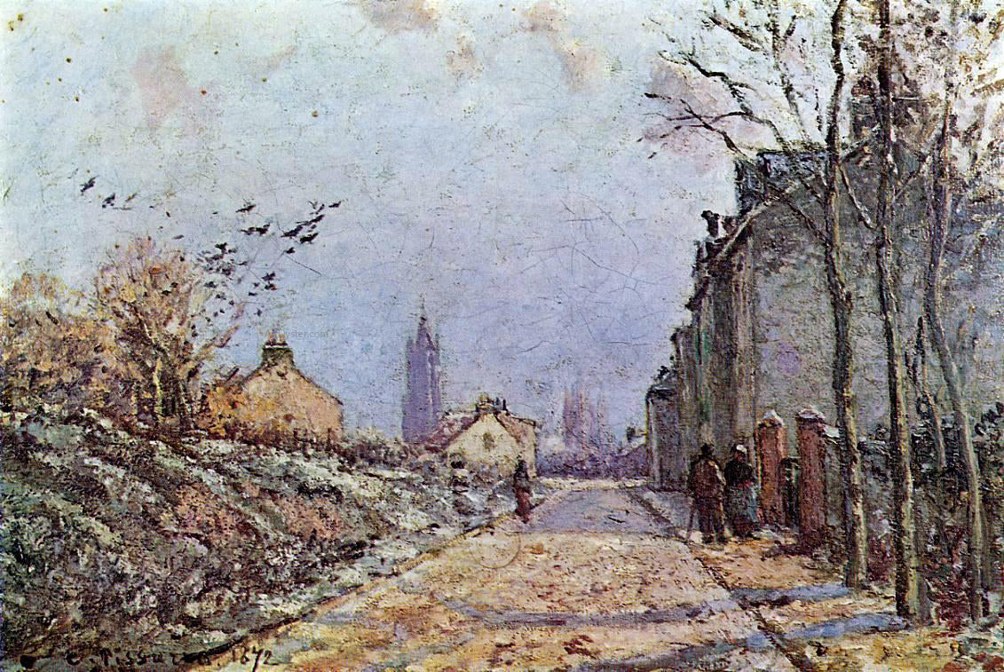 Camille Pissarro Street: Snow Effect - Hand Painted Oil Painting