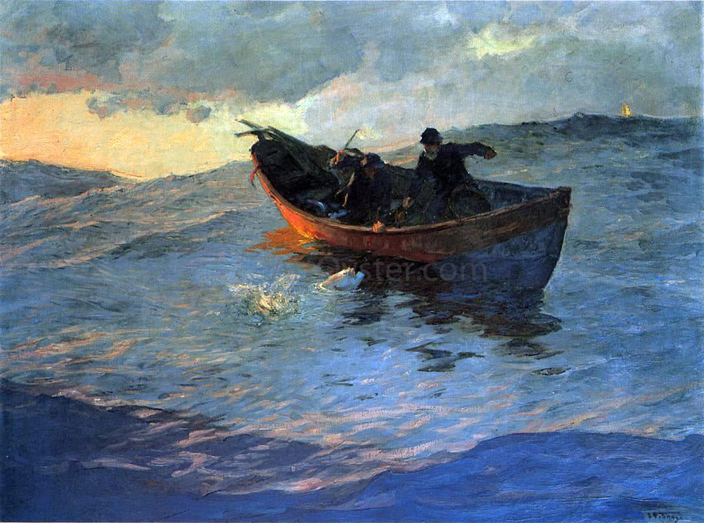 Edward Potthast A Struggle for the Catch - Hand Painted Oil Painting