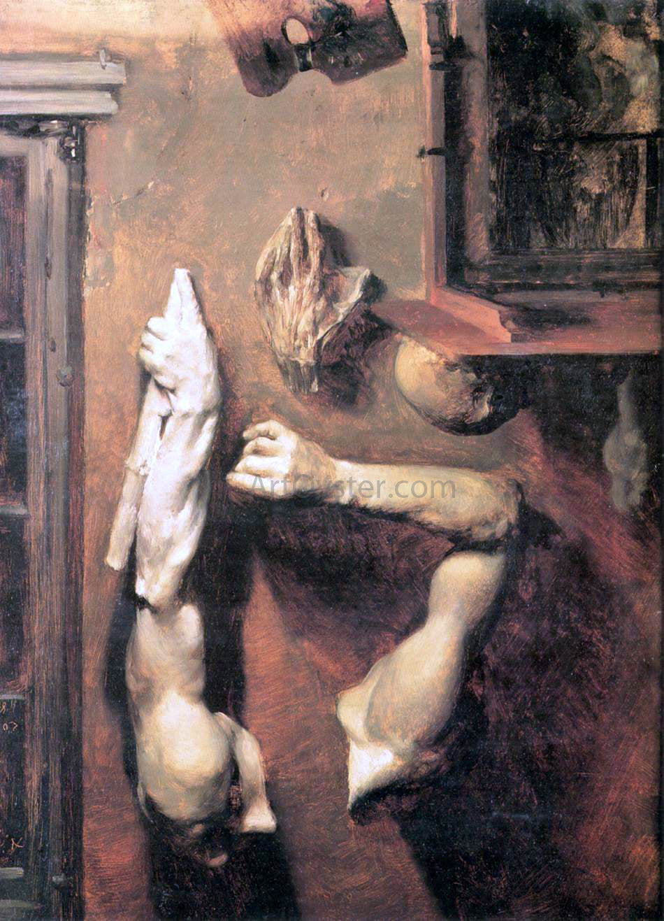 Adolph Von Menzel Studio Interior with Casts - Hand Painted Oil Painting