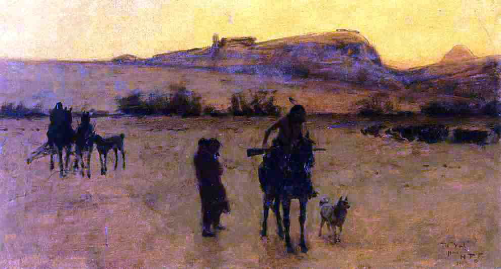 Henry F Farney Study for "Danger" - Hand Painted Oil Painting