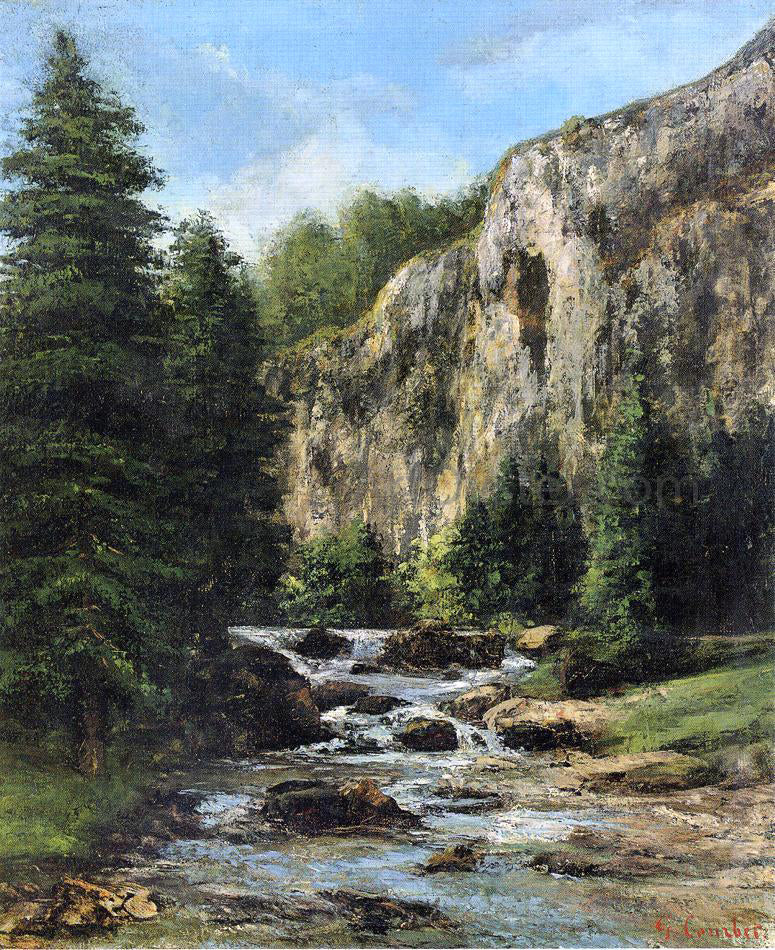 Gustave Courbet Study for "Landscape with Waterfall" - Hand Painted Oil Painting