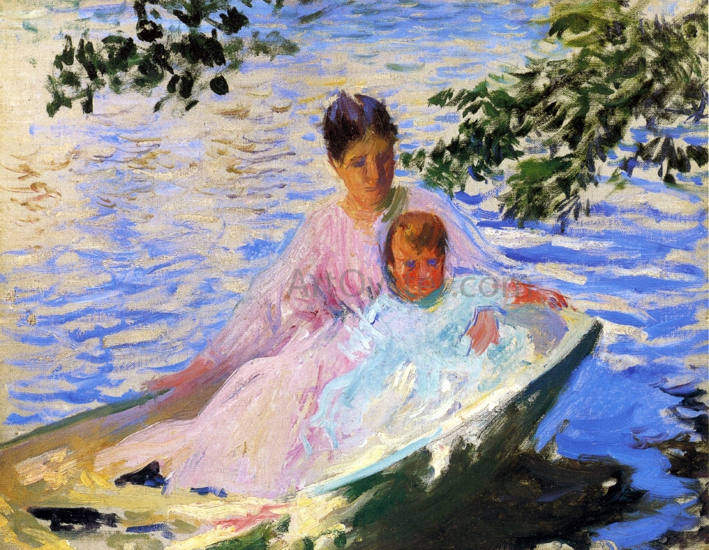 Edmund Tarbell Study for 'Mother and Child in a Boat" - Hand Painted Oil Painting