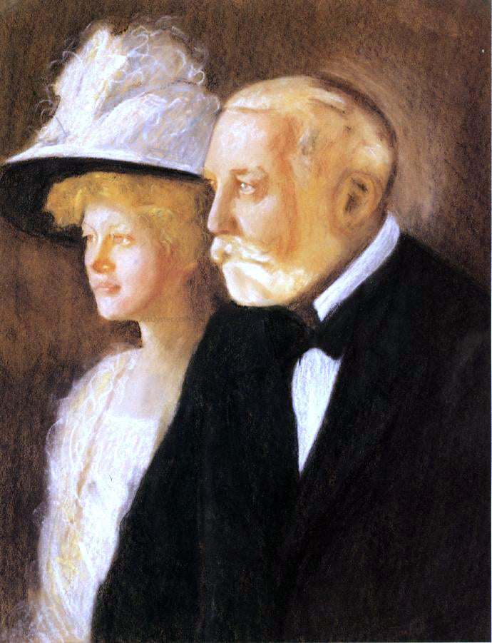 Edmund Tarbell Study for Portrait of Henry Clay Frick and His Daughter, Helen - Hand Painted Oil Painting
