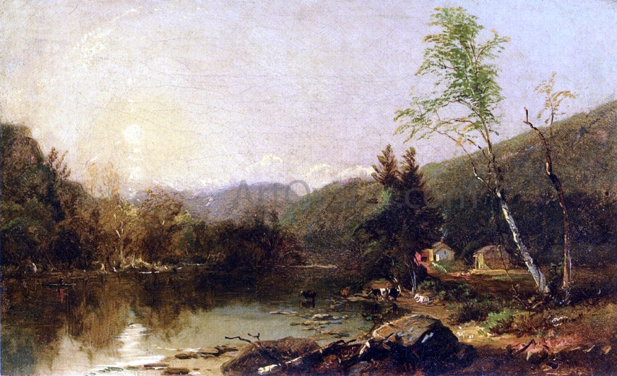 William M Hart Study for "View of the Valley of the White Mountains, New Hampashire, 1857' - Hand Painted Oil Painting