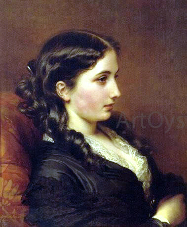 Franz Xavier Winterhalter Study of a Girl in Profile - Hand Painted Oil Painting