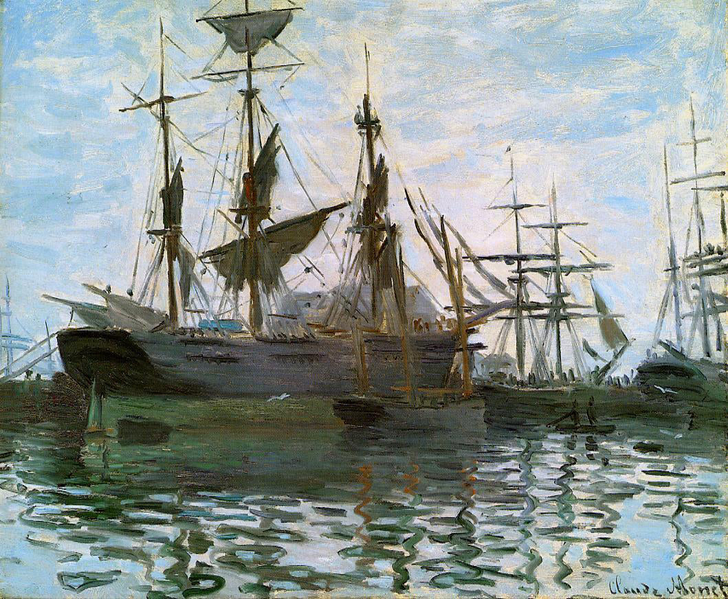 Claude Oscar Monet Study of Boats (also known as Ships in Harbor) - Hand Painted Oil Painting