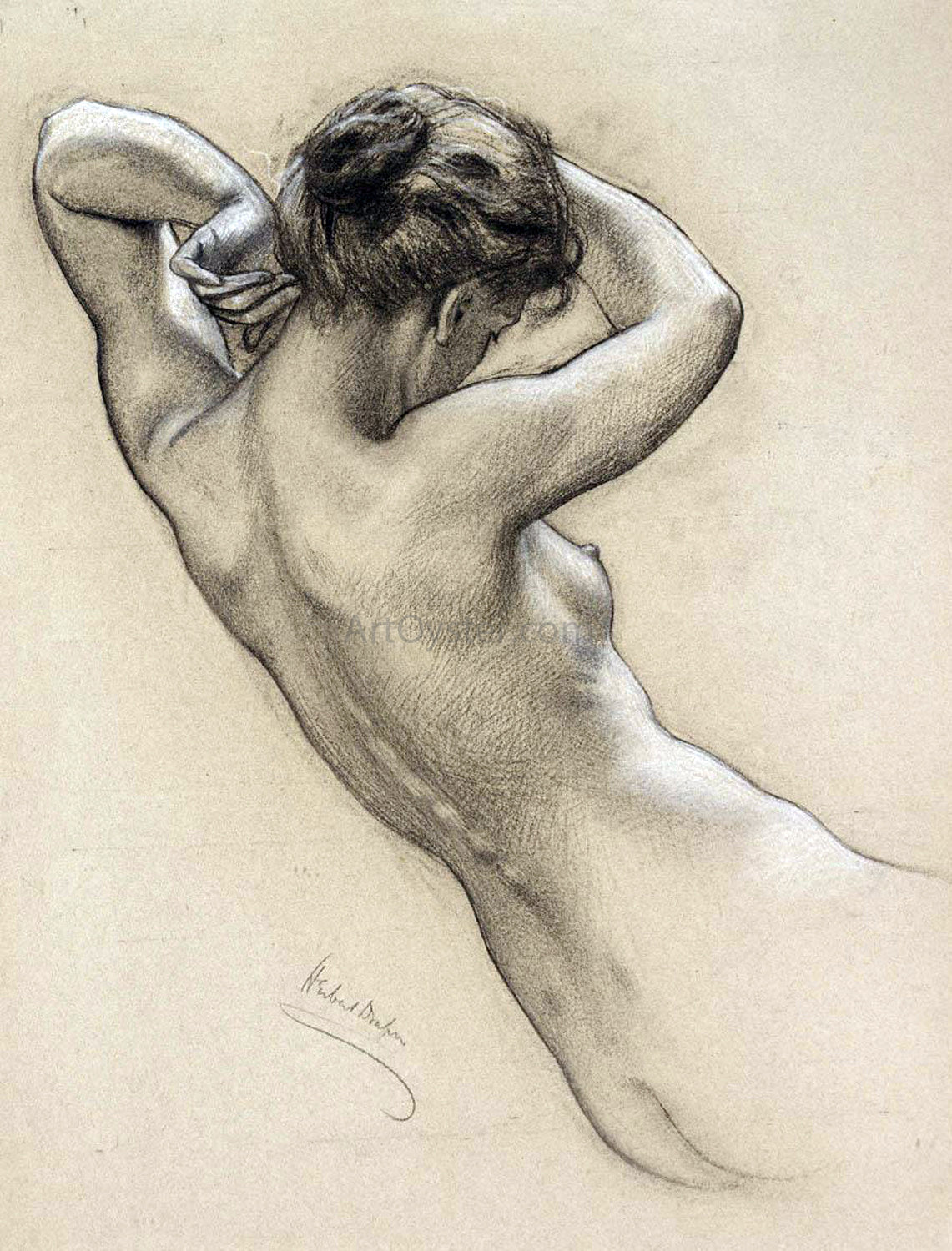 Herbert James Draper Study of Florrie Bird for a Water Nymph in 'Prospero Summoning Nymphs and Deities' - Hand Painted Oil Painting