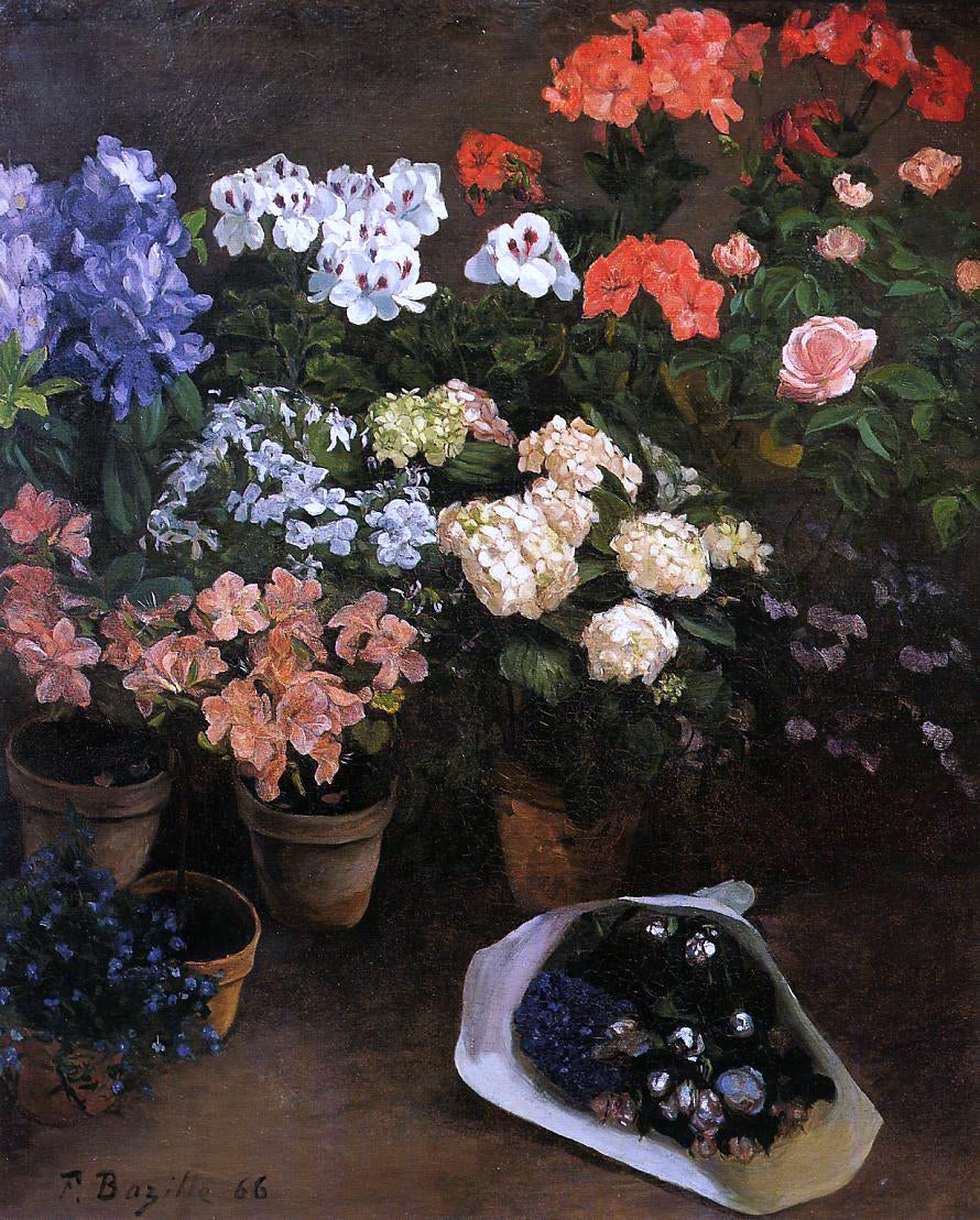 Jean Frederic Bazille Study of Flowers - Hand Painted Oil Painting