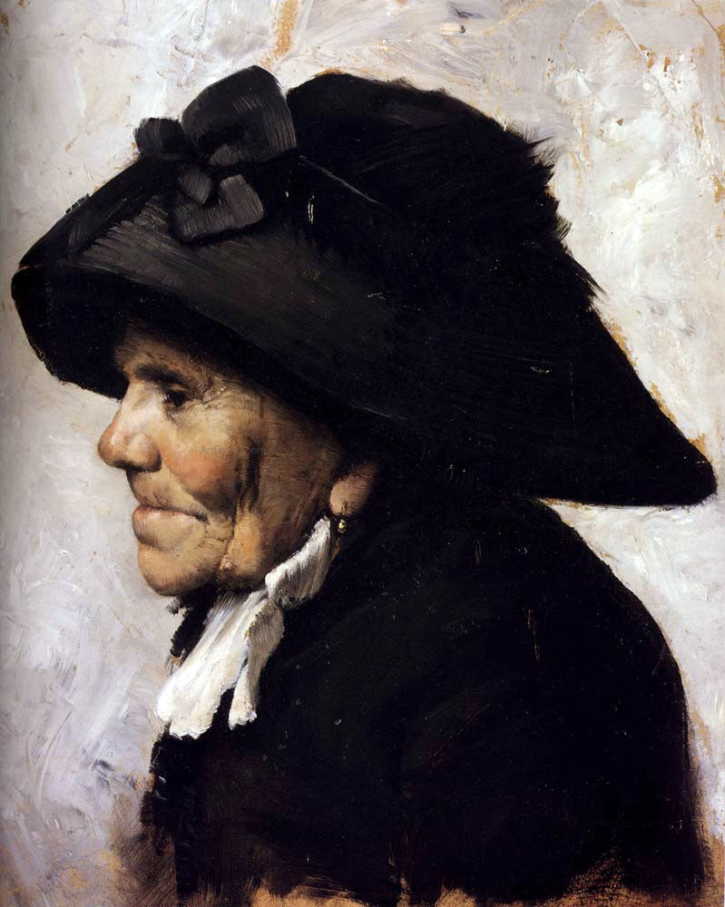 Henry Jean Geoffroy Study of the Head of an Old Woman - Hand Painted Oil Painting