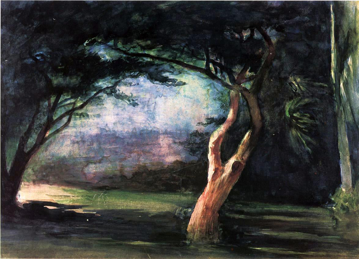 John La Farge Study of Trees in Moonlight, at Honolulu - Hand Painted Oil Painting