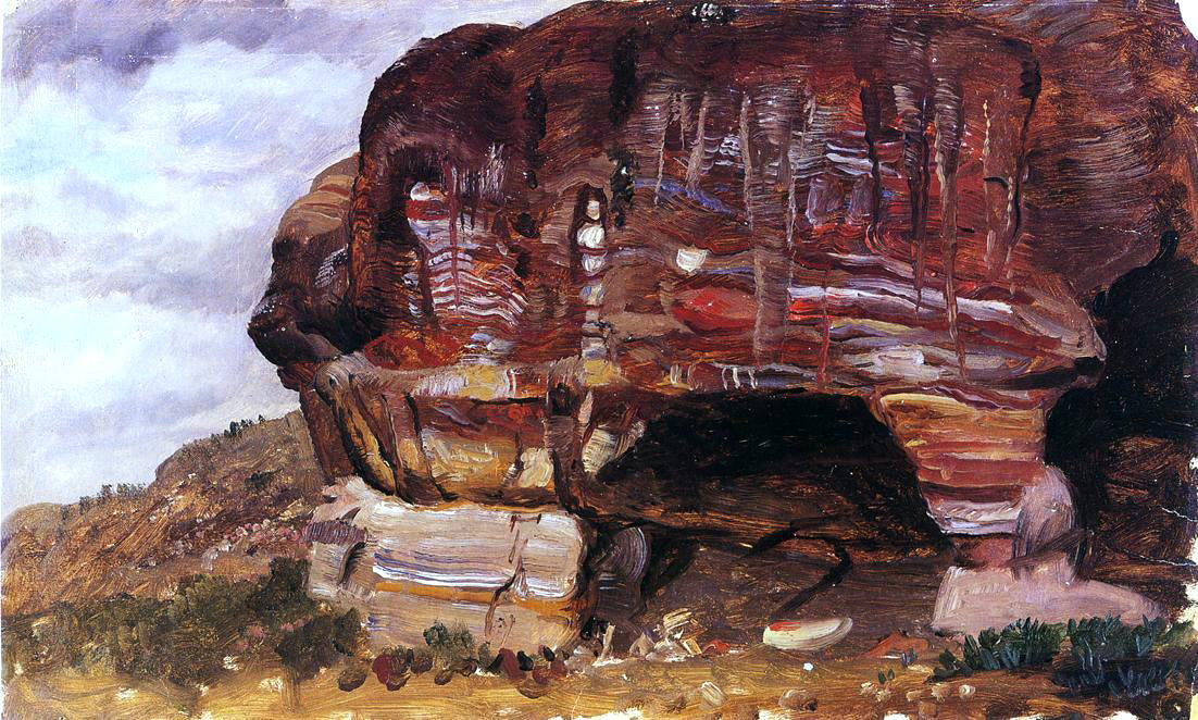 Frederic Edwin Church Study of Zoomorphic Rock, Petra - Hand Painted Oil Painting