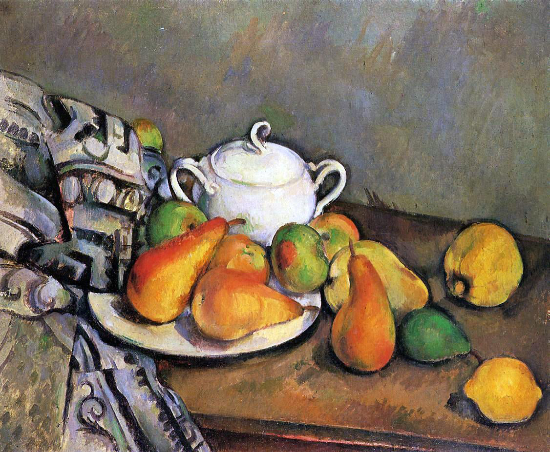 Paul Cezanne Sugarbowl, Pears and Tablecloth - Hand Painted Oil Painting