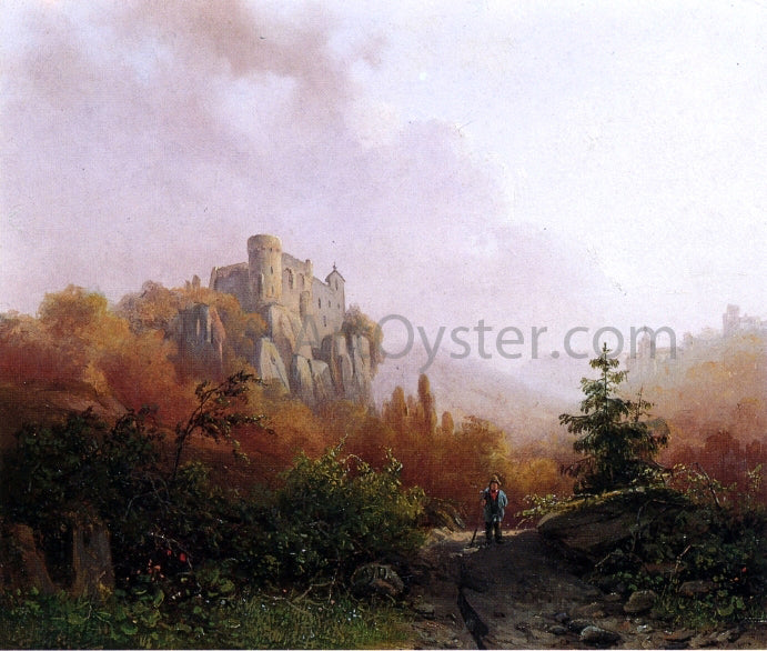 Alexander Joseph Daiwaille Summer: A Peasant on a Rocky Path, a Ruin in the Background - Hand Painted Oil Painting