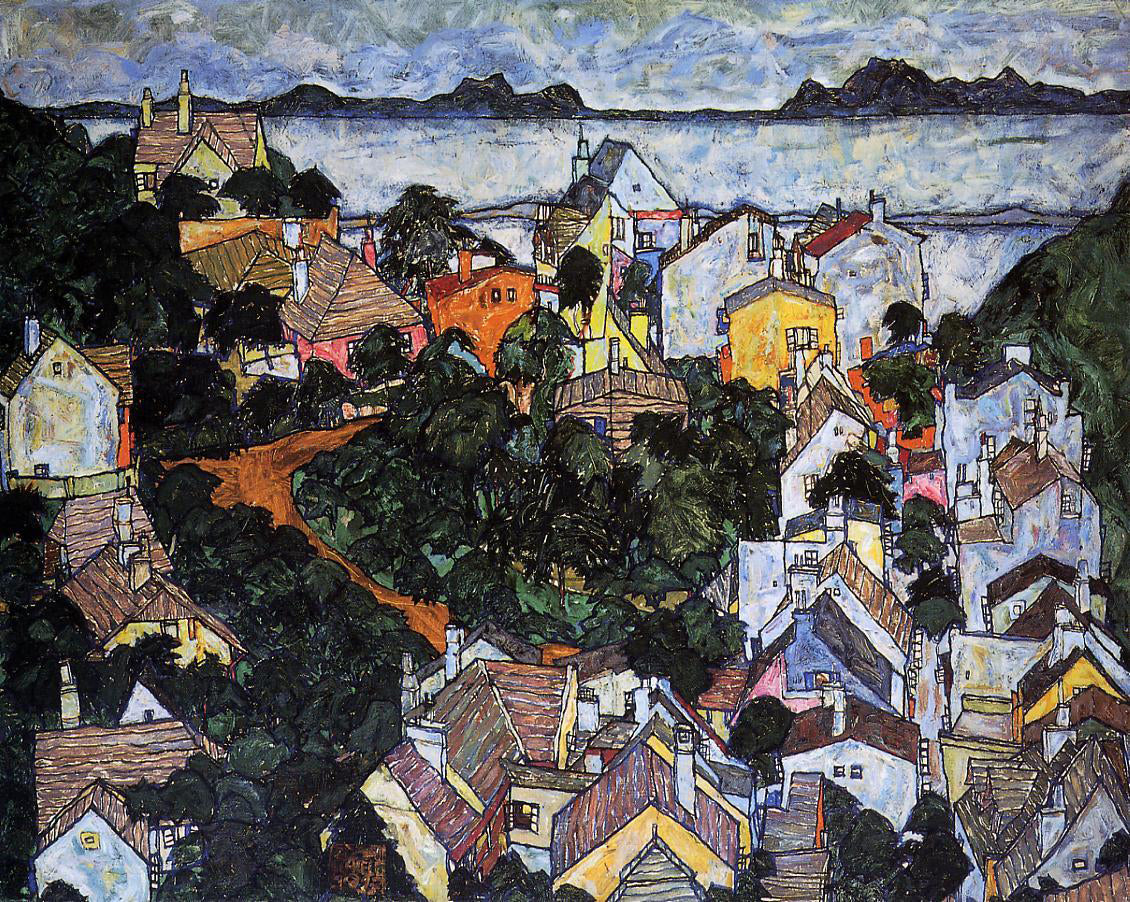 Egon Schiele Summer Landscape, Krumau - Hand Painted Oil Painting