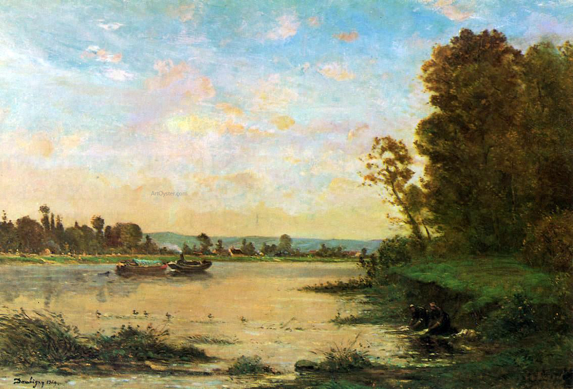 Charles Francois Daubigny Summer Morning on the Oise - Hand Painted Oil Painting