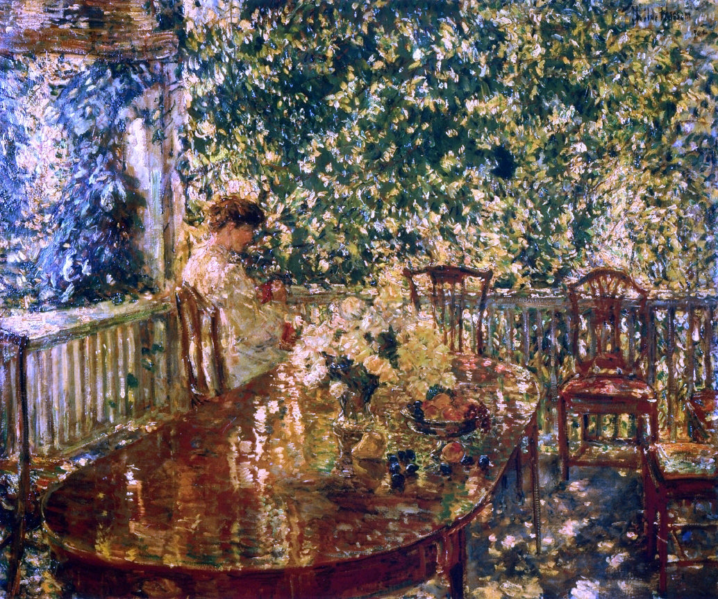 Frederick Childe Hassam A Summer Porch at Mr. and Mrs. C.E.S. Wood's - Hand Painted Oil Painting