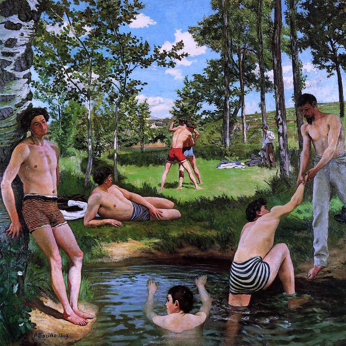 Jean Frederic Bazille Summer Scene (also known as Bathers) - Hand Painted Oil Painting