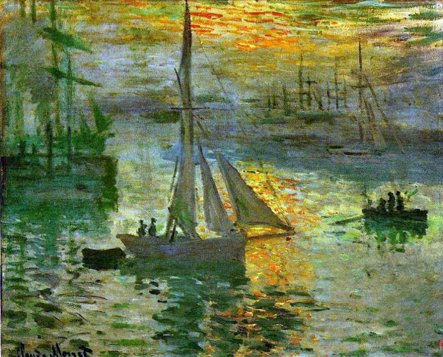 Claude Oscar Monet Sunrise (also known as Seascape) - Hand Painted Oil Painting