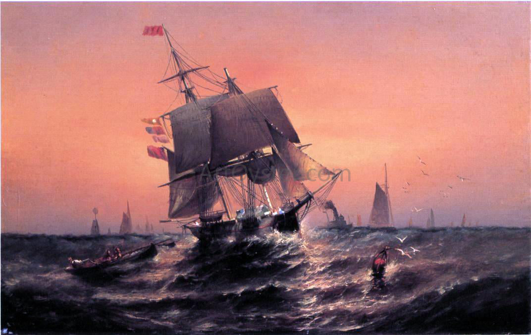 Elisha J. Taylor Baker Sunrise, from Shore to Ship - Hand Painted Oil Painting