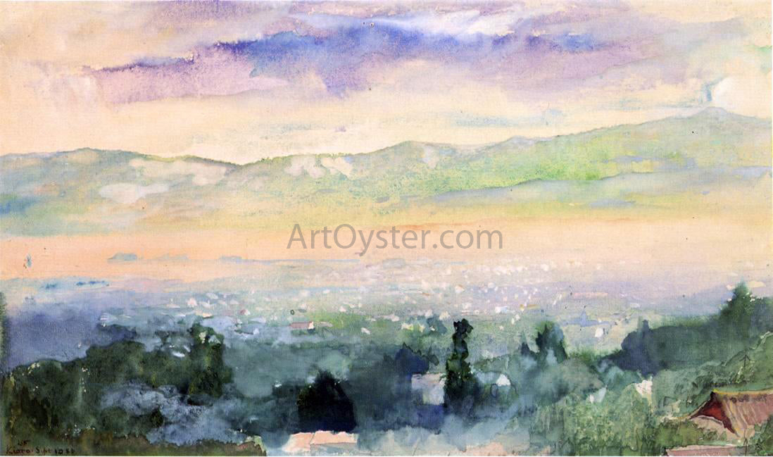 John La Farge Sunrise in Fog over Kyoto - Hand Painted Oil Painting
