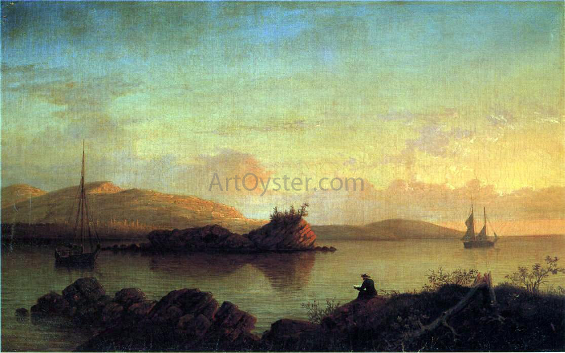  Fitz Hugh Lane A Sunrise on the Maine Coast, Mount Desert Island - Hand Painted Oil Painting