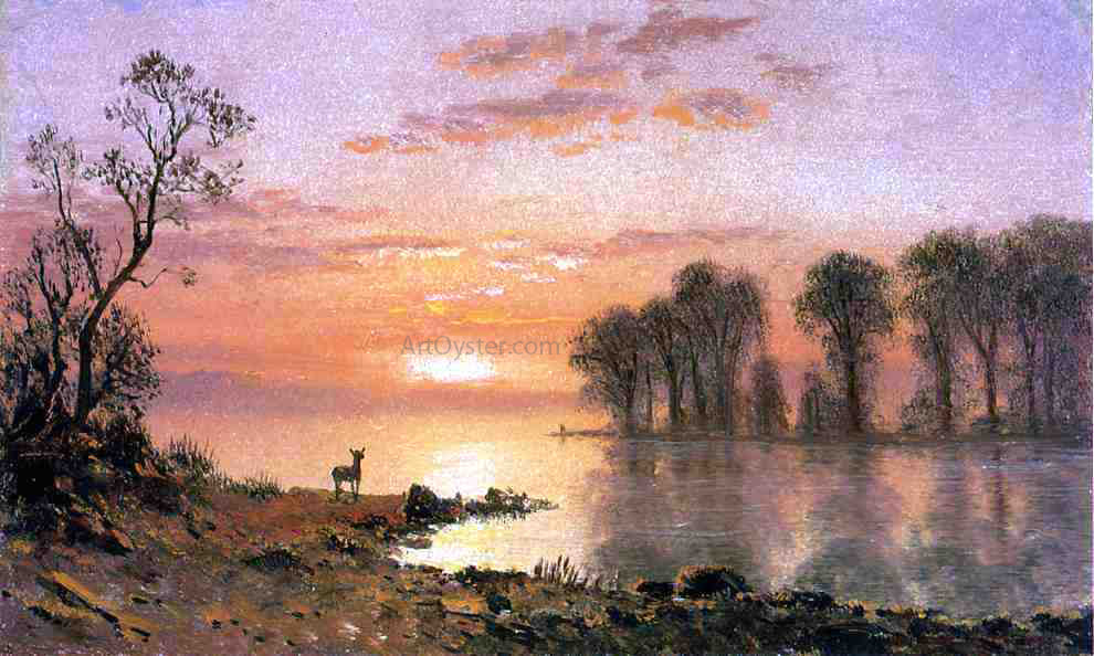 Albert Bierstadt Sunset - Hand Painted Oil Painting