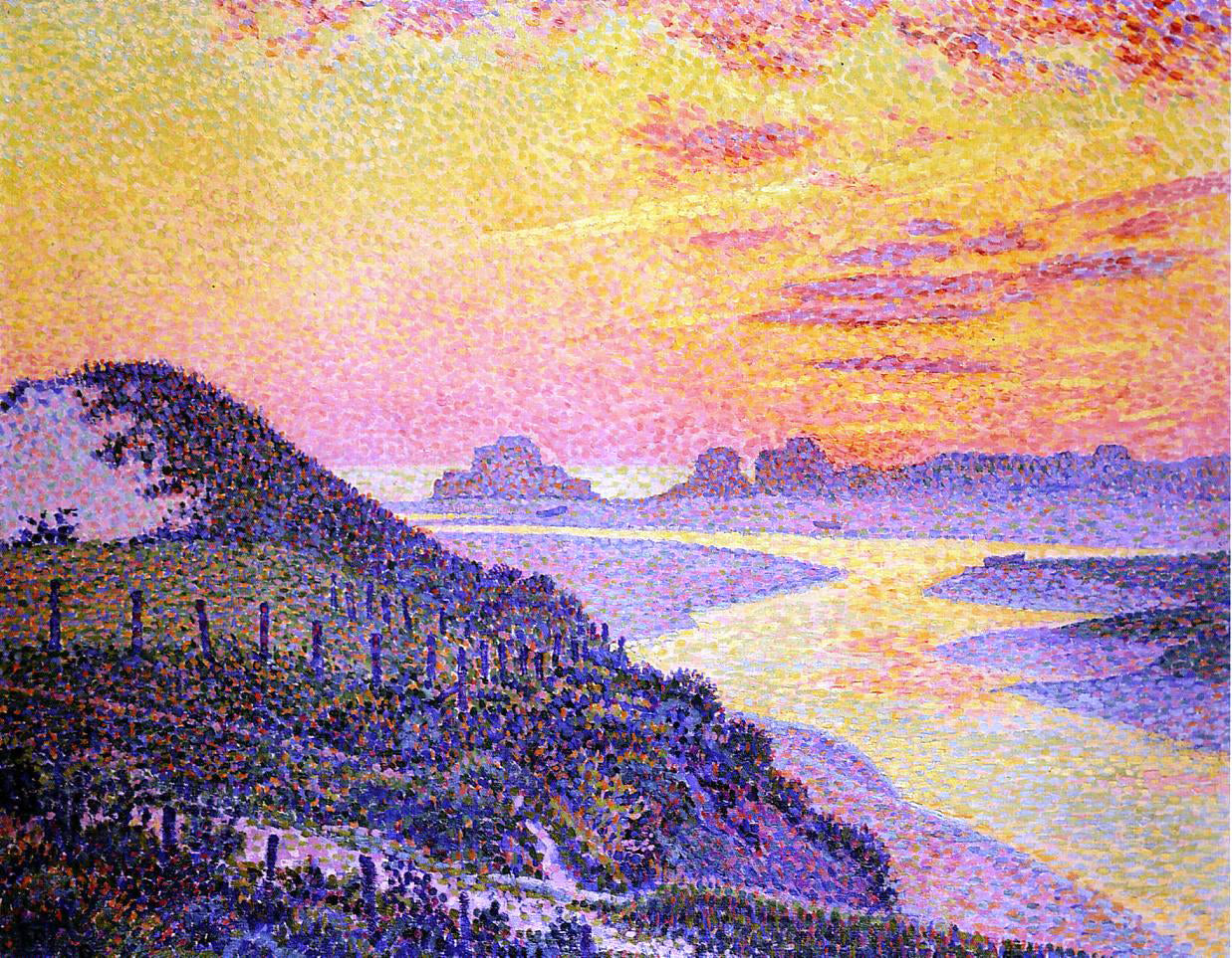 Theo Van Rysselberghe Sunset at Ambletsuse, Pas-de-Calais - Hand Painted Oil Painting