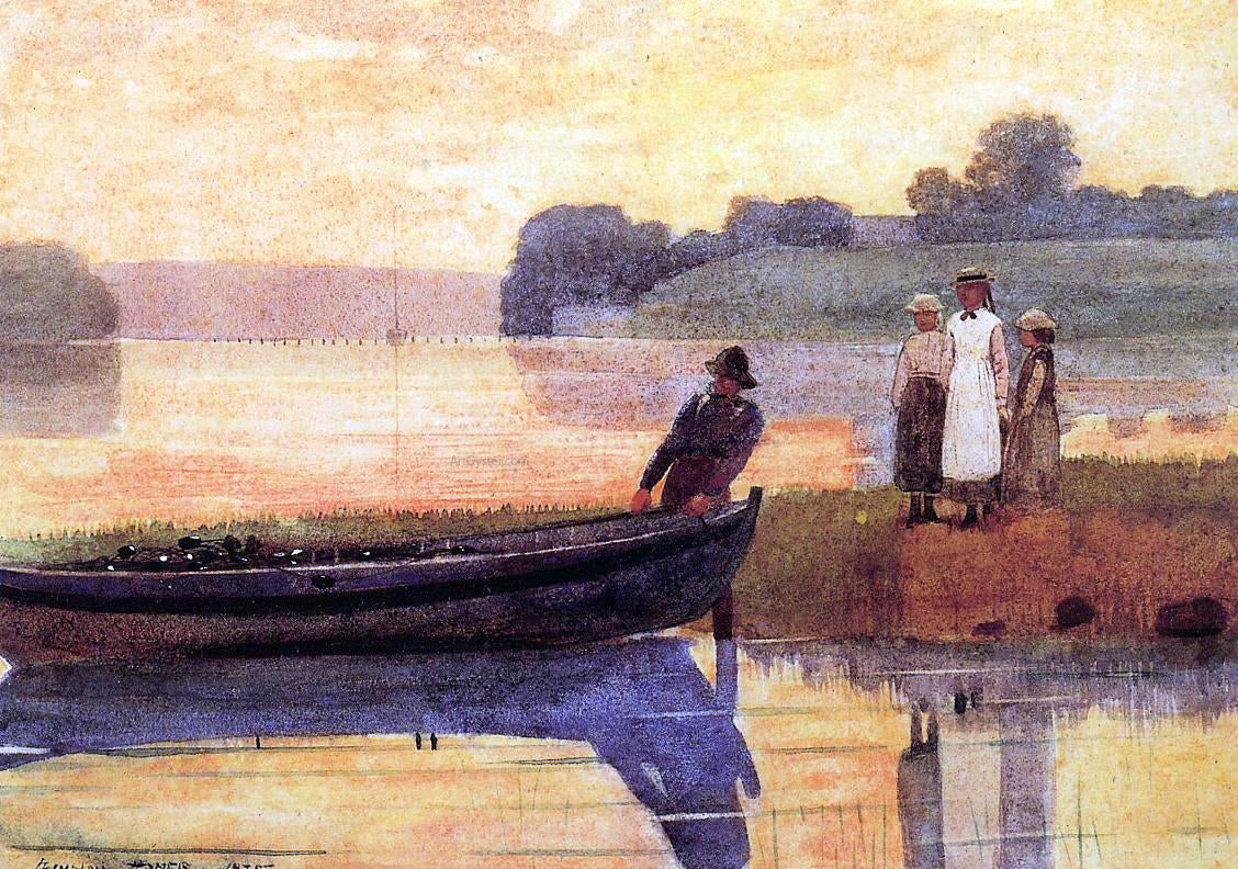 Winslow Homer Sunset: Beaching the Boat - Hand Painted Oil Painting