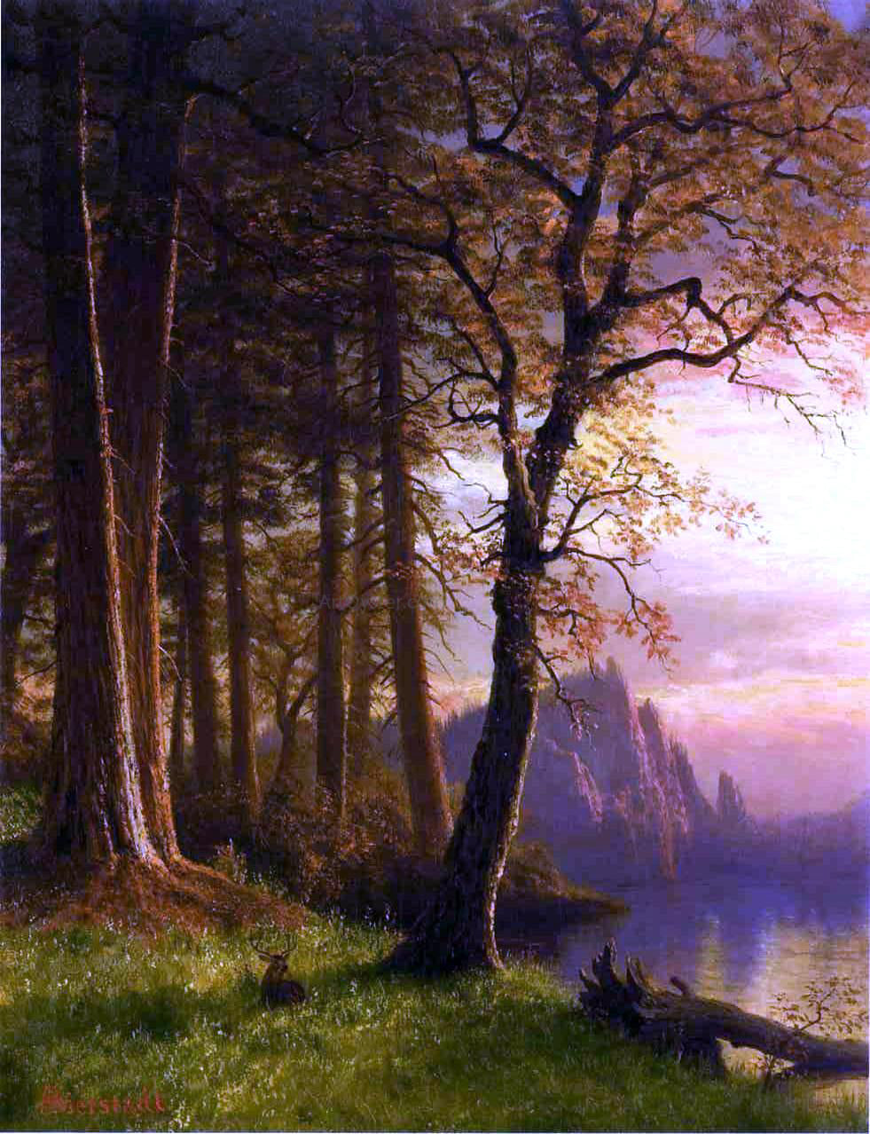 Albert Bierstadt Sunset in California - Yosemite - Hand Painted Oil Painting