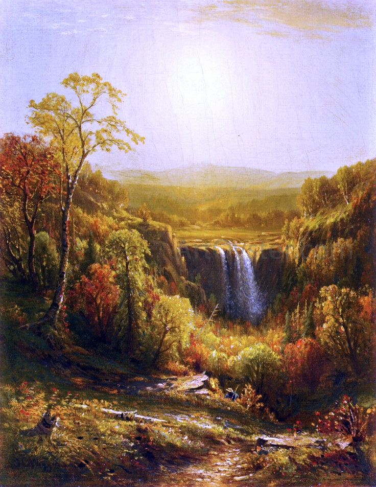 John Carleton Wiggins Sunset, Kaaterskill Falls - Hand Painted Oil Painting