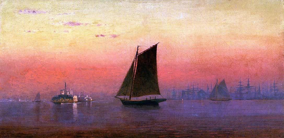 Francis A Silva Sunset, New York Harbor - Hand Painted Oil Painting